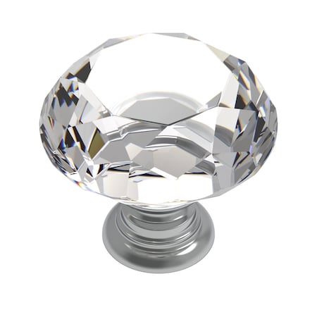 Traditional Glass Knob 114 Inch Diameter Glass  Chrome Finish, 10PK